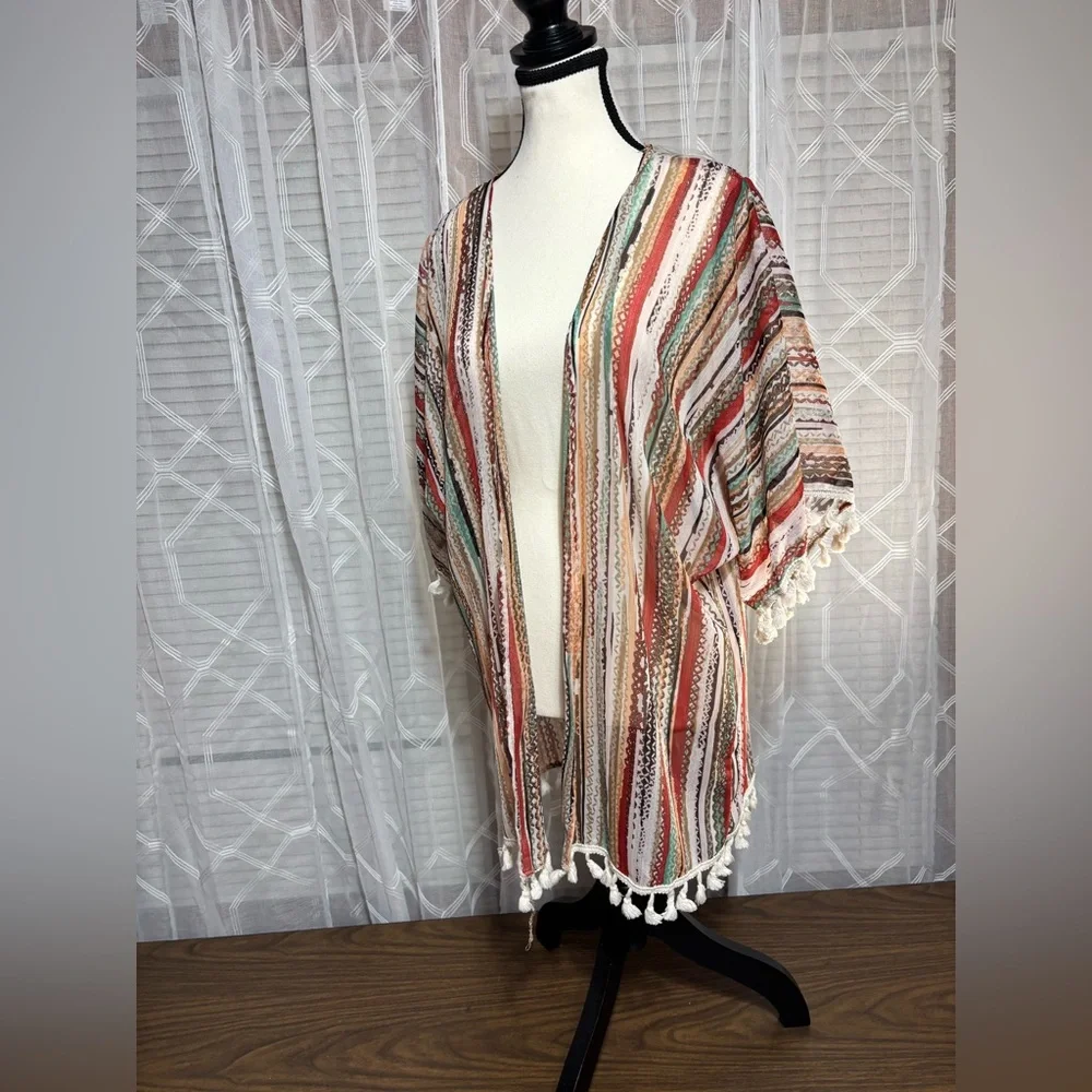 Lilypad medium women’s duster/jacket southwest design Tassels sleeve & hem 29”L